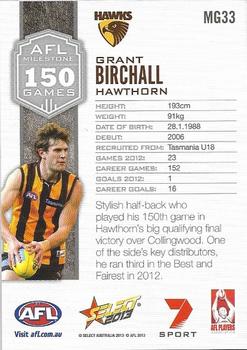 2013 Select AFL Champions - Milestone Game Foils #MG33 Grant Birchall Back